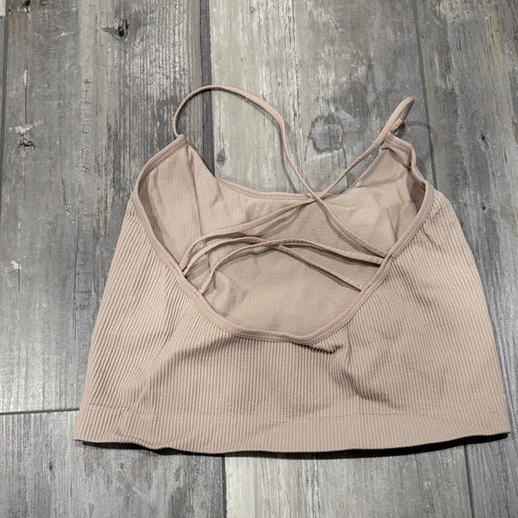 Colsie Ribbed Beige Crop Top - Picture 2 of 4
